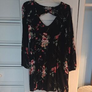 Cost Plus World Market Black Floral Mini Dress